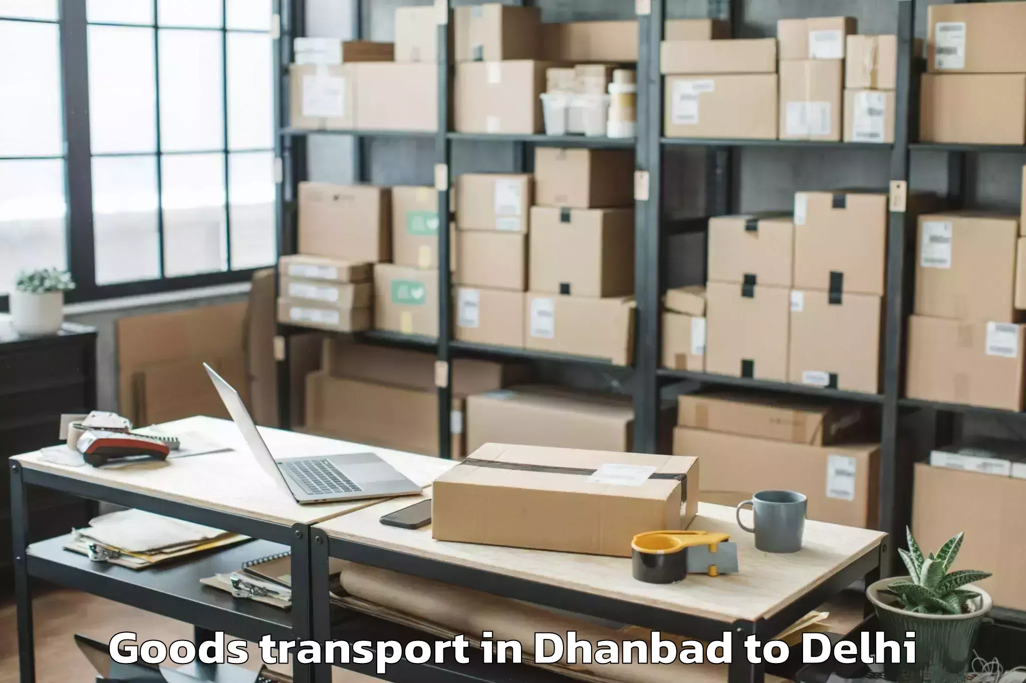 Professional Dhanbad to Delhi Technological University Goods Transport